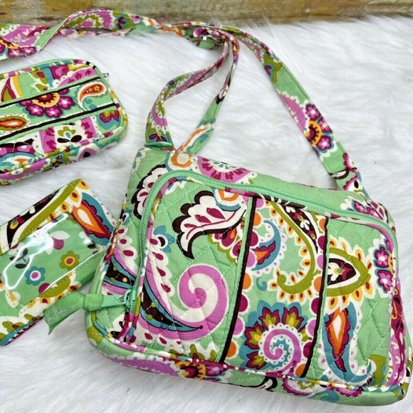 Vera Bradley Tutti Frutti Floral Quilted Purse Shoulder Bag CrossBody Wallet Set - Picture 8 of 12